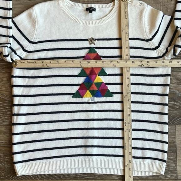 Talbots Christmas Tree Sweater Holiday Striped Women's Size XL P Wool Blend - Picture 7 of 7